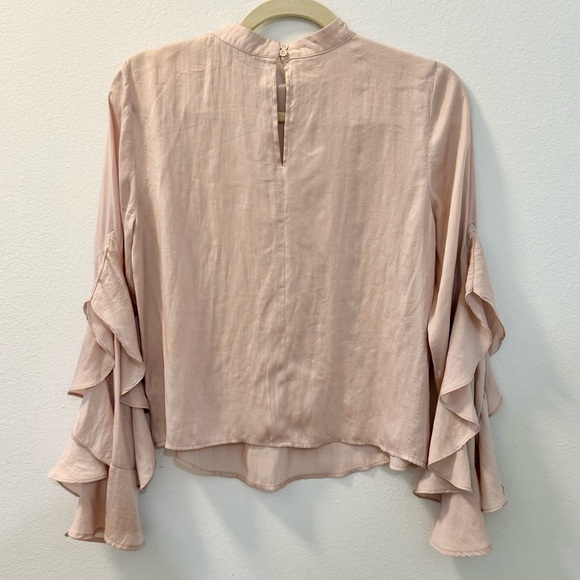 Elodie Blush Ruffle Sleeve Blouse – High Neck – Size Small - Picture 4 of 4